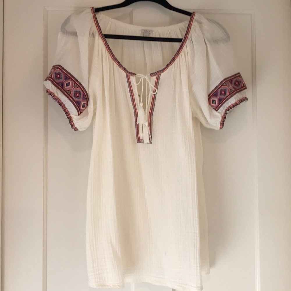 J Crew Blouse embroidered
